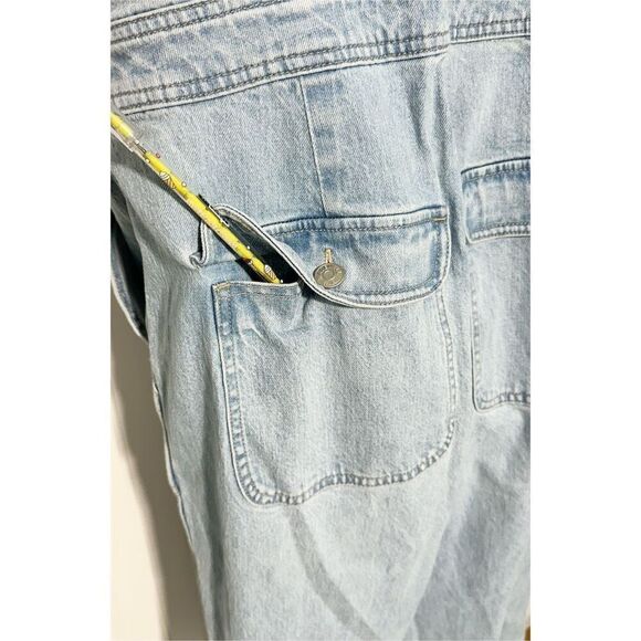 Madewell Light Wash Blue Stitched Strap Utility Pocket Denim Jumpsuit Size 14 - Picture 5 of 16